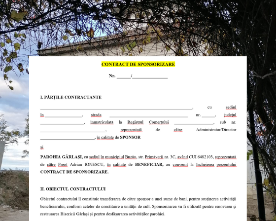 contract de sponsorizare Biserica Garlasi